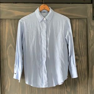 Zara Women Button Down Shirt in Light Blue. Size M